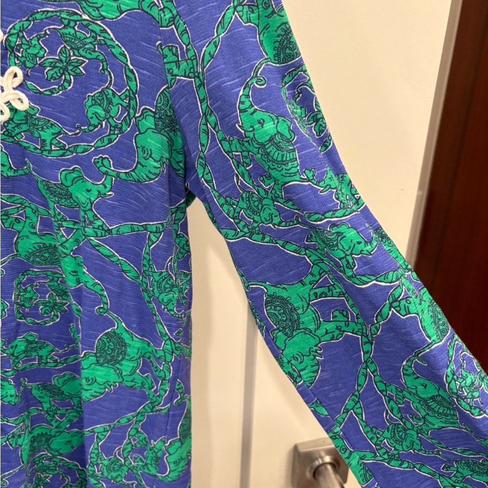 Lilly Pulitzer Noelle Hooded Coverup Tunic in Loopy Elephants Size Large - Picture 7 of 14